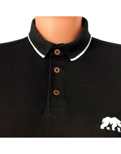 Camiseta polo con cuello tejido negra.