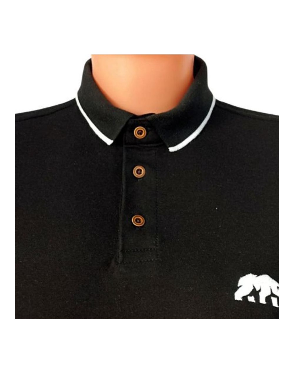 Camiseta polo con cuello tejido negra.