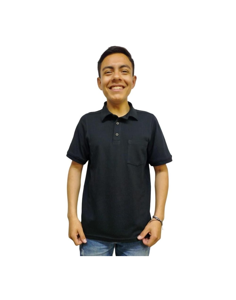 Camiseta polo con cuello camisero negra.