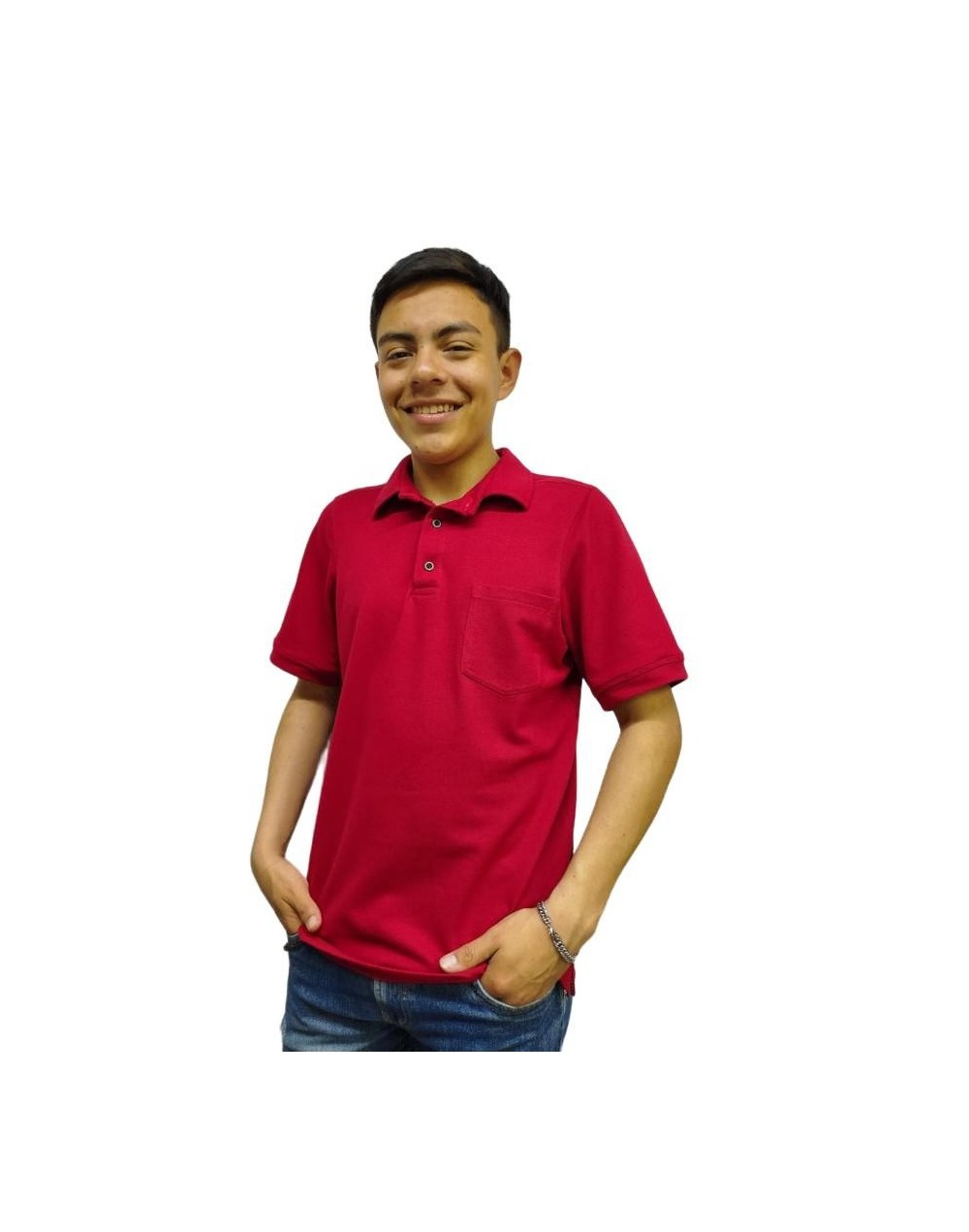 Camiseta polo con cuello camisero roja