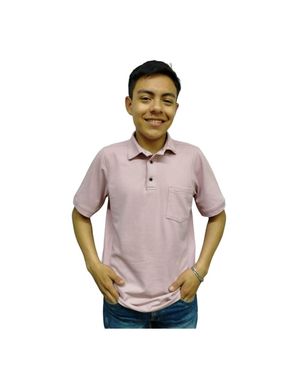 Camiseta polo con cuello camisero palo de rosa.