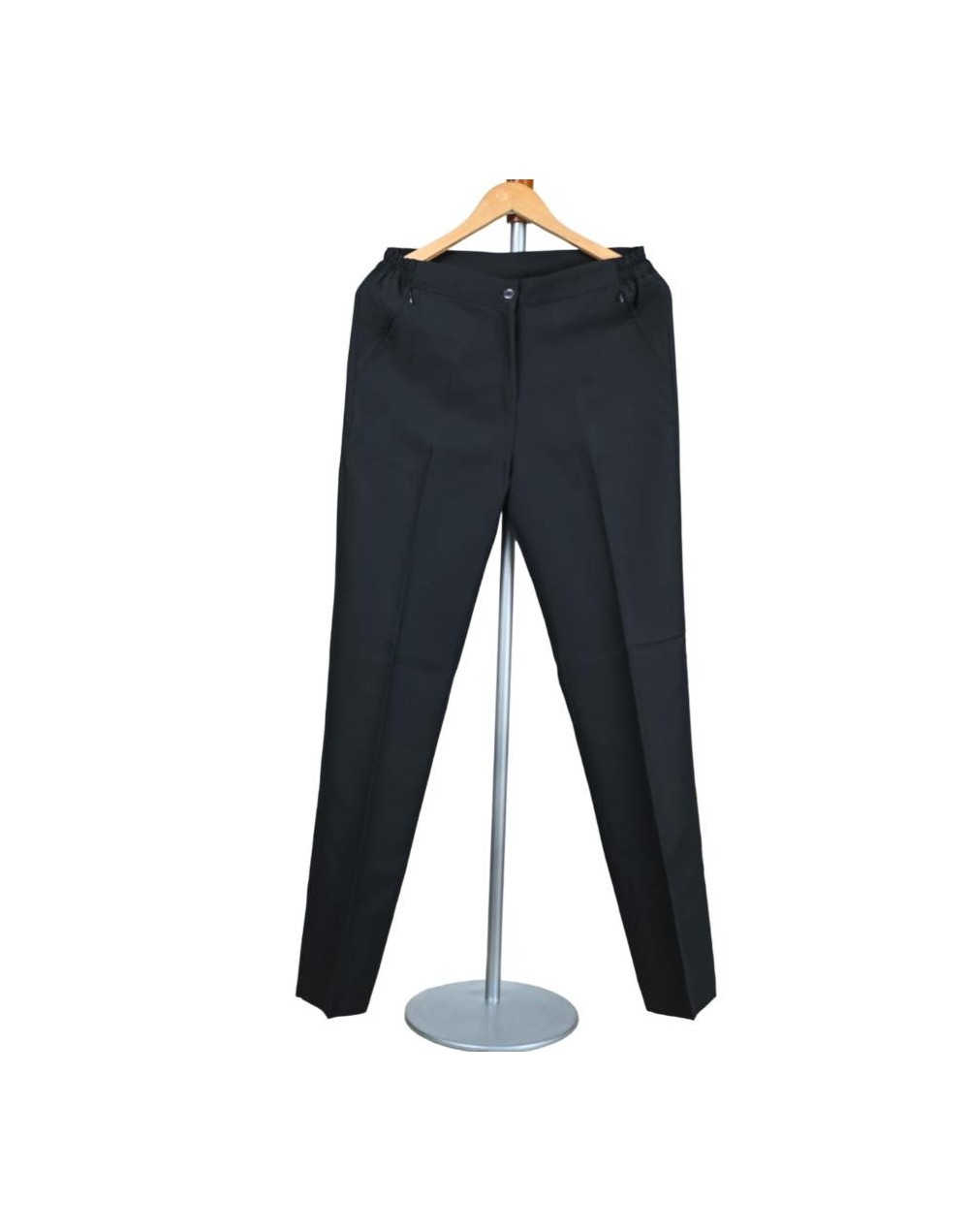 Pantalón de lino con pretina de resorte negro.