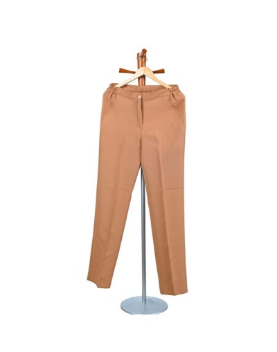 Pantalón de lino con pretina de resorte miel.