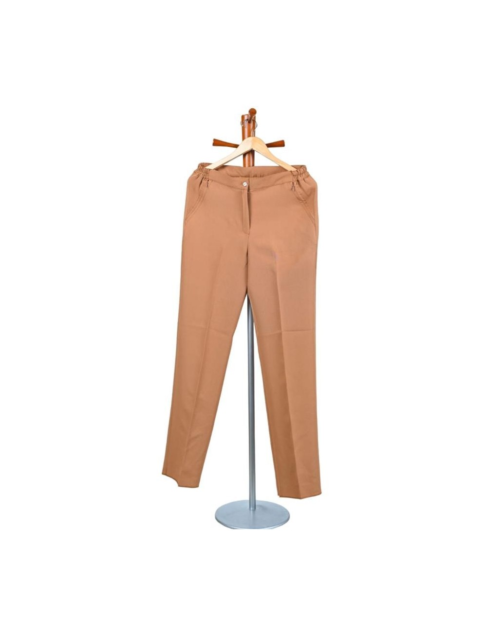 Pantalón de lino con pretina de resorte miel.