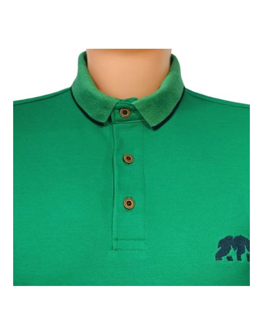 Camiseta polo con cuello tejido color verde cali.