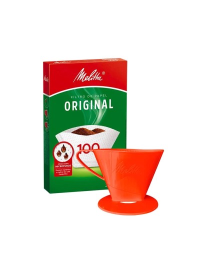 Portafiltro melitta rojo tamaño 100 con 30 filtros