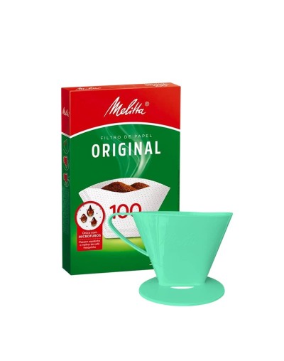Portafiltro melitta verde tamaño 100 con 30 filtros