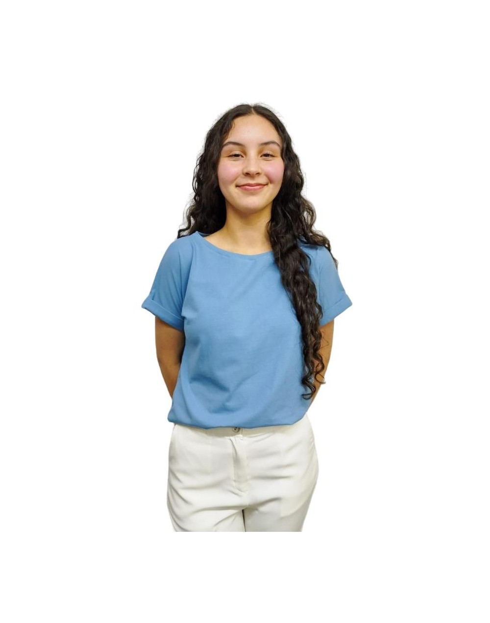 Camiseta manga japonesa color azul bebe.