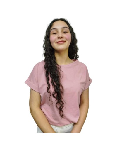 Camiseta manga japonesa color palo de rosa.