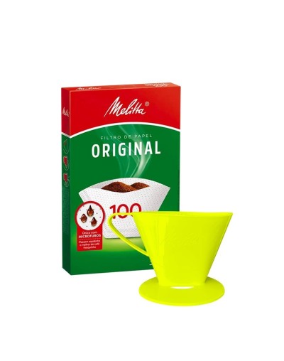 Portafiltro melitta verde lima tamaño 100 con 30 filtros