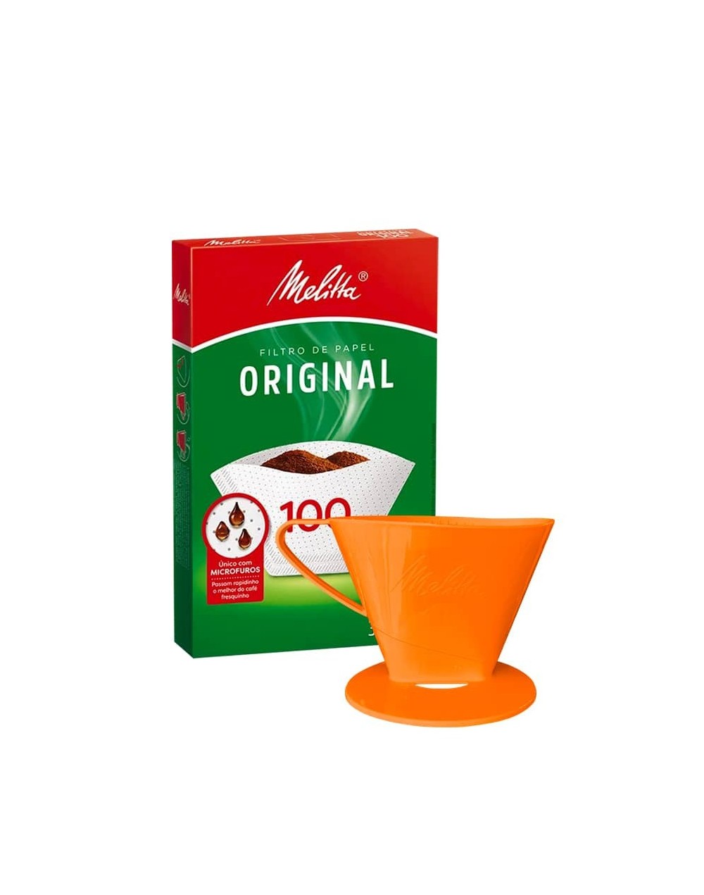Portafiltro melitta naranja tamaño 100 con 30 filtros