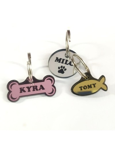Placa de identificacion espejo para mascota pequeña