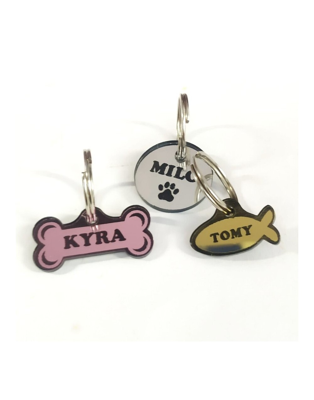 Placa de identificacion espejo para mascota pequeña