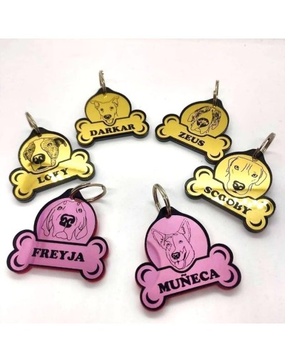 Placa de identificacion para mascotas (efecto espejo)