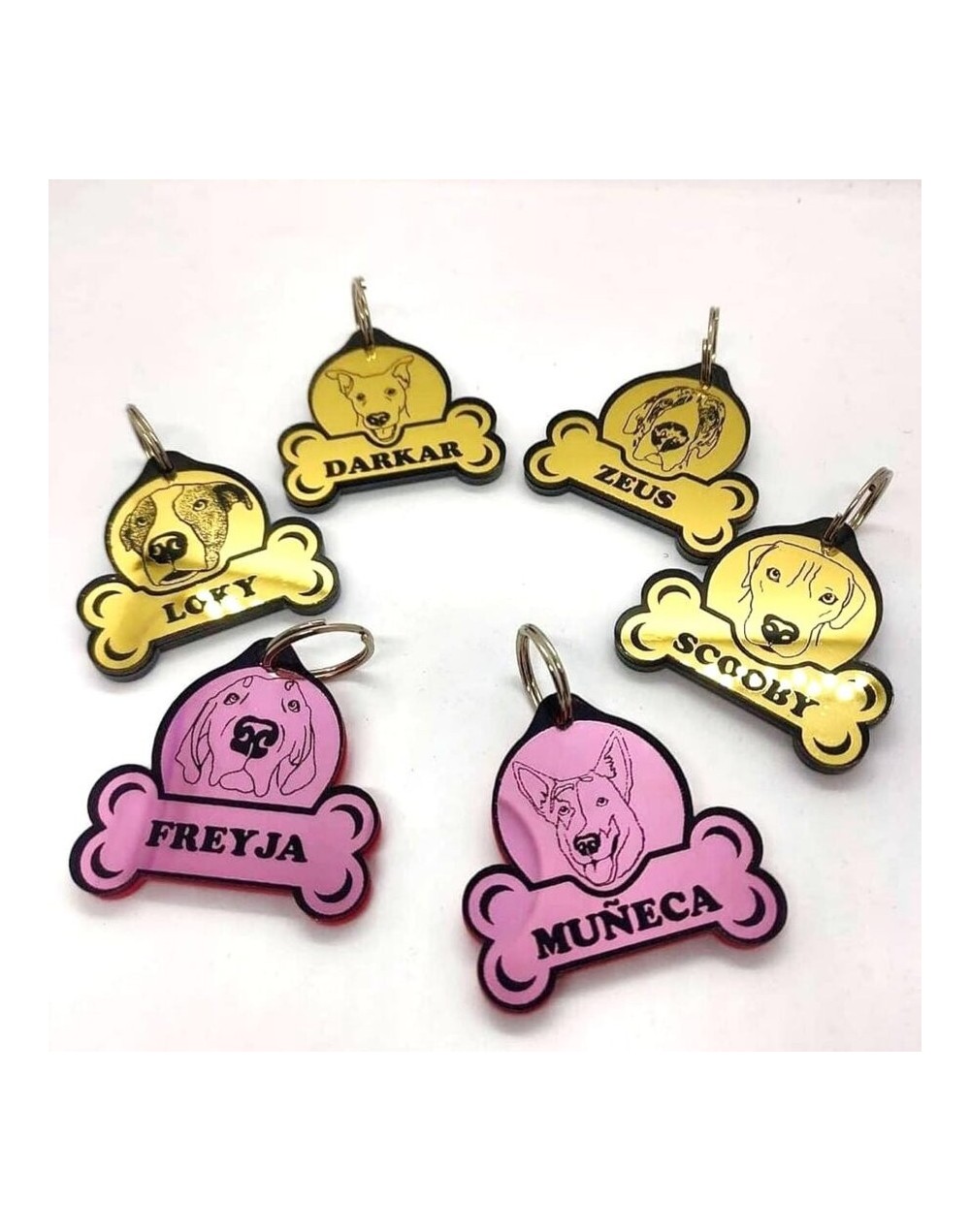 Placa de identificacion para mascotas (efecto espejo)