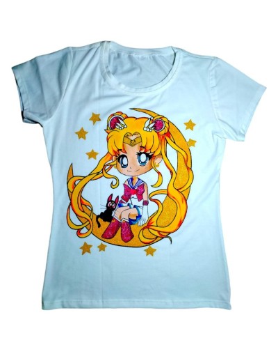 Camiseta pintada a mano de sailor moon