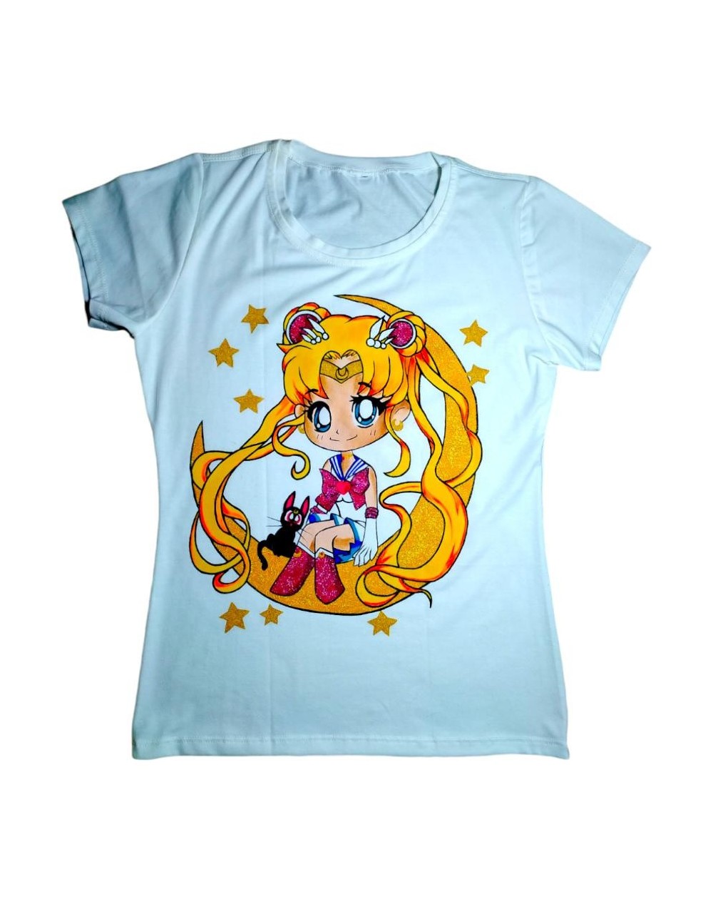 Camiseta pintada a mano de sailor moon