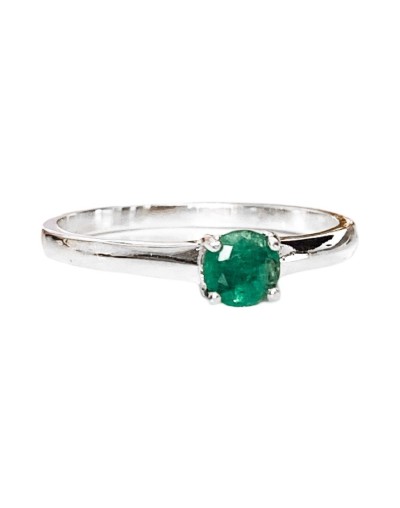 Anillo solitario en esmeralda y plata