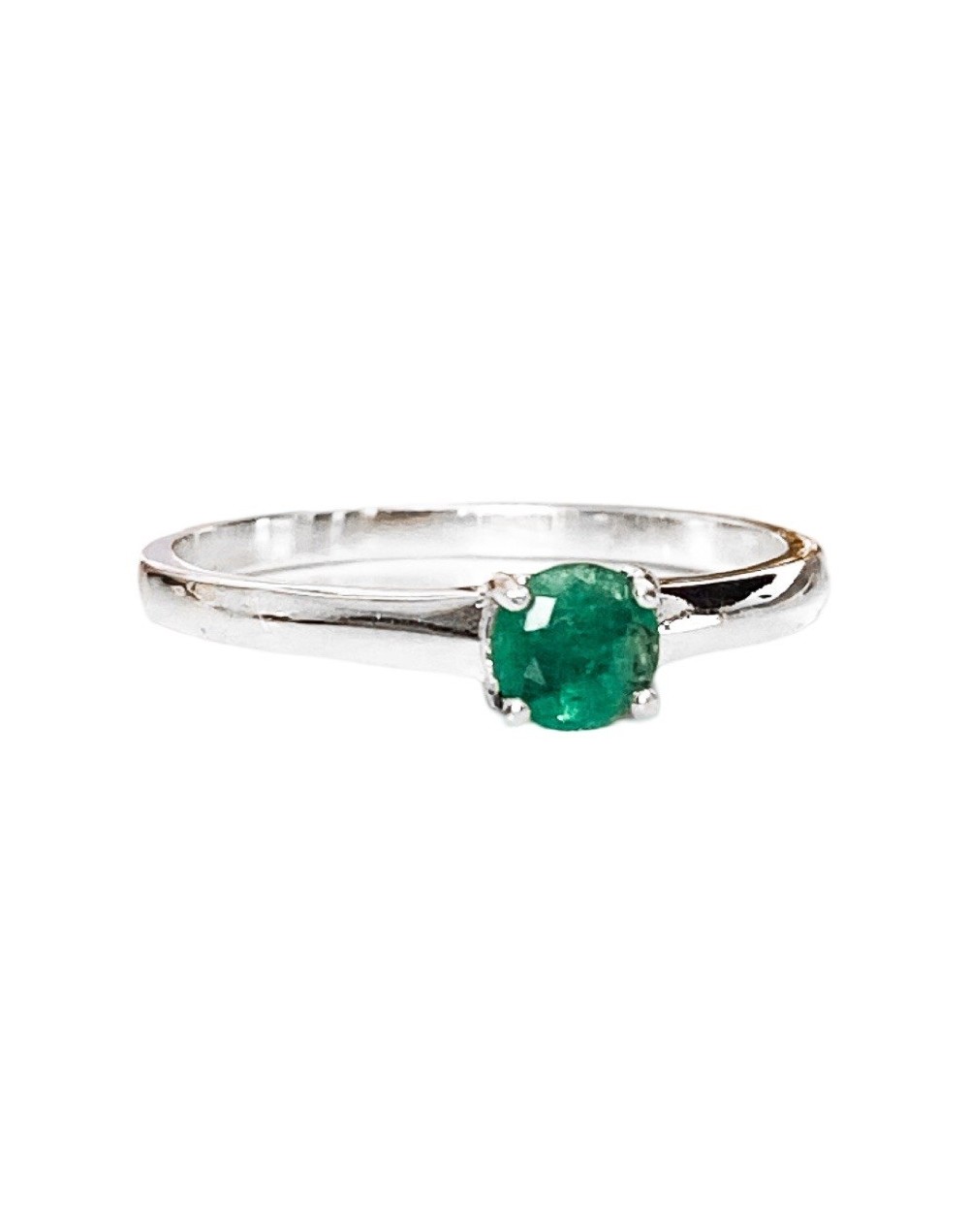 Anillo solitario en esmeralda y plata