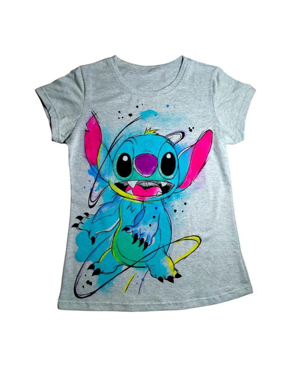 Camiseta pintada a mano de Stitch