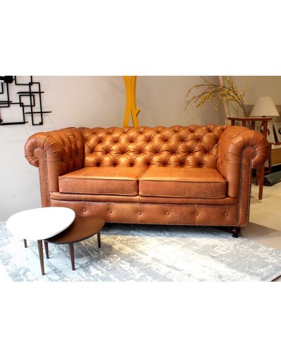 Sofá oxford chesterfield en cuero