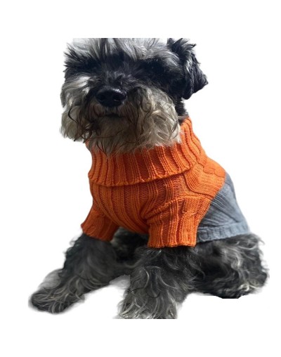 Suéter para mascota dos tonos naranja gris