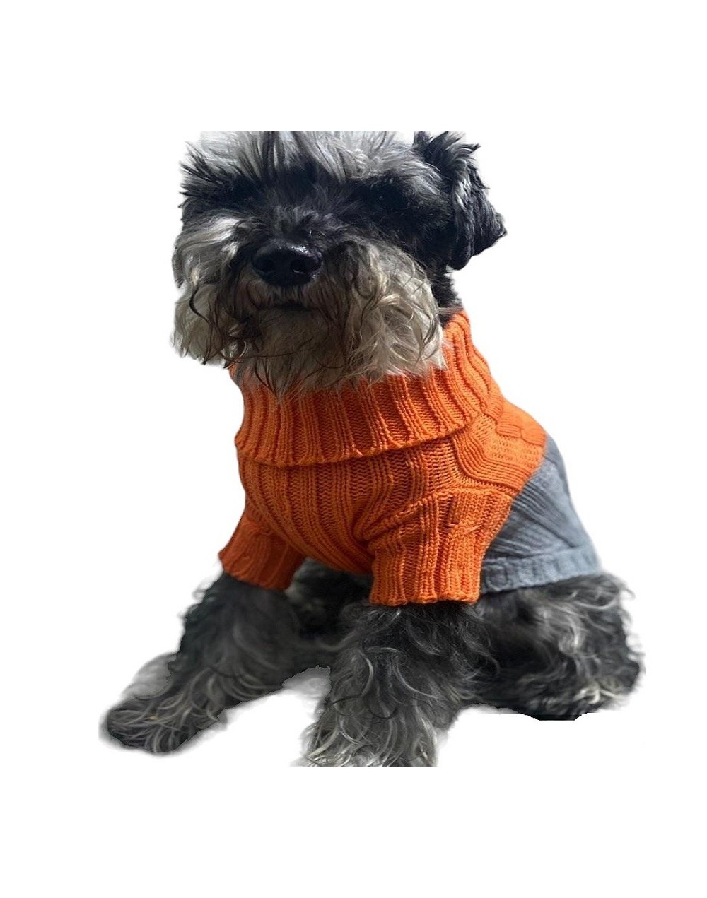 Suéter para mascota dos tonos naranja gris