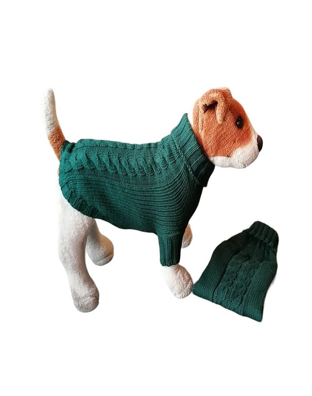 Suéter para mascota trenza ovejero verde militar