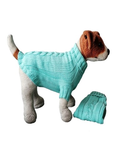 Suéter para mascota trenza ovejero agua marina