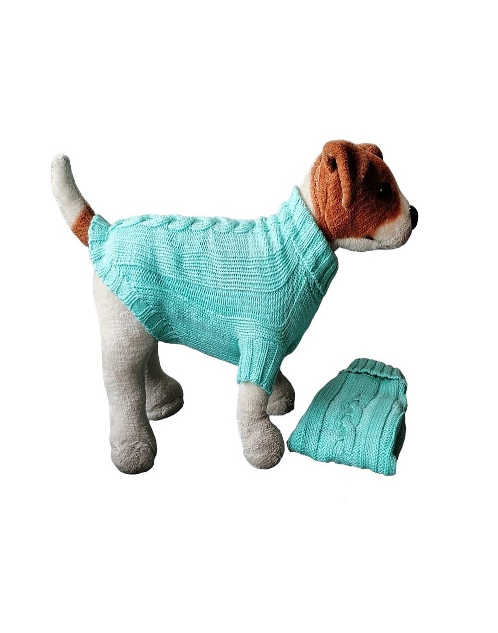 Suéter para mascota trenza ovejero agua marina