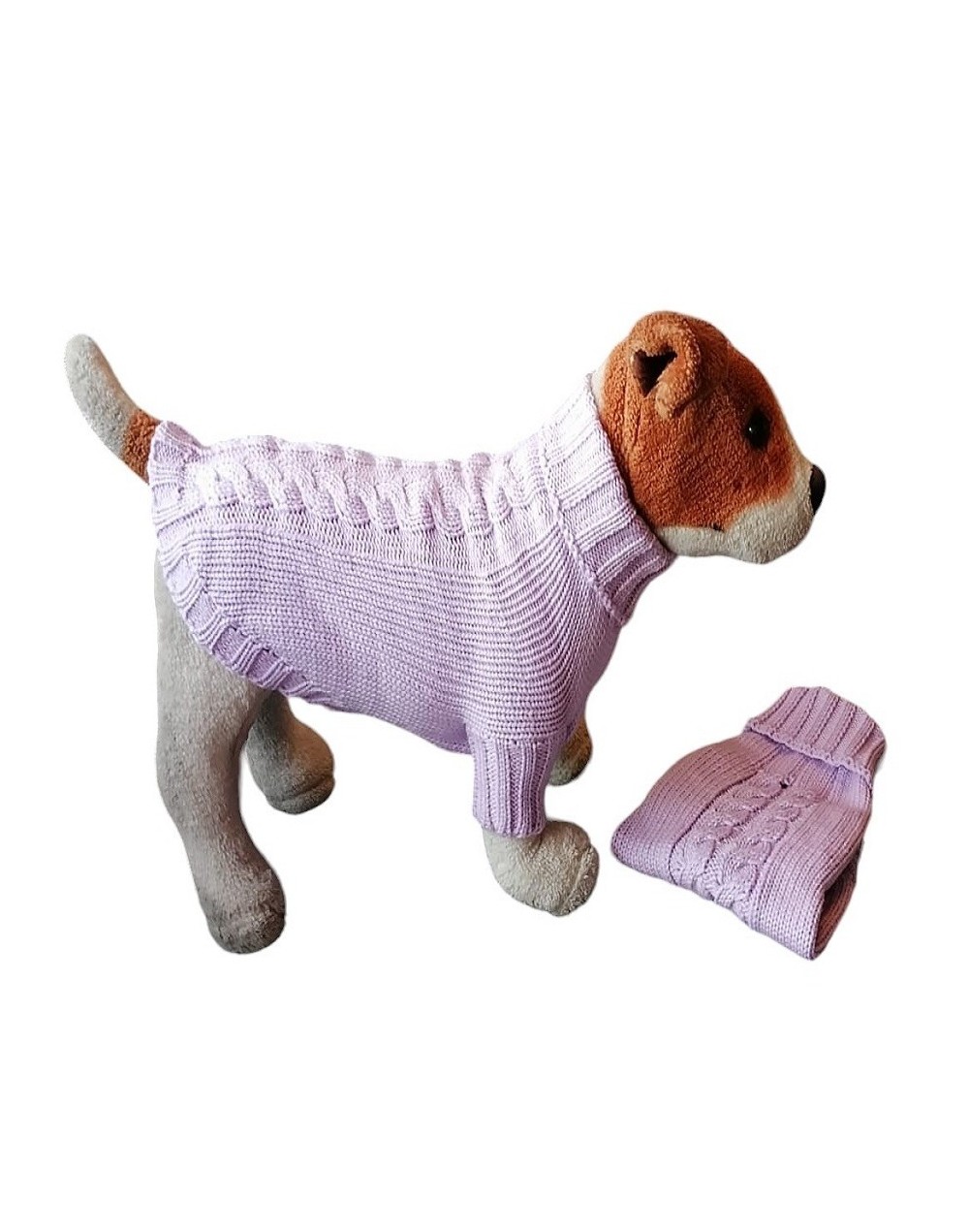 Suéter para mascota trenza ovejero lila