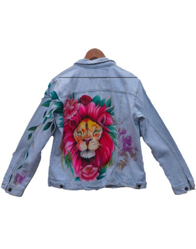 Chaqueta en jean larga diseño leon femenino