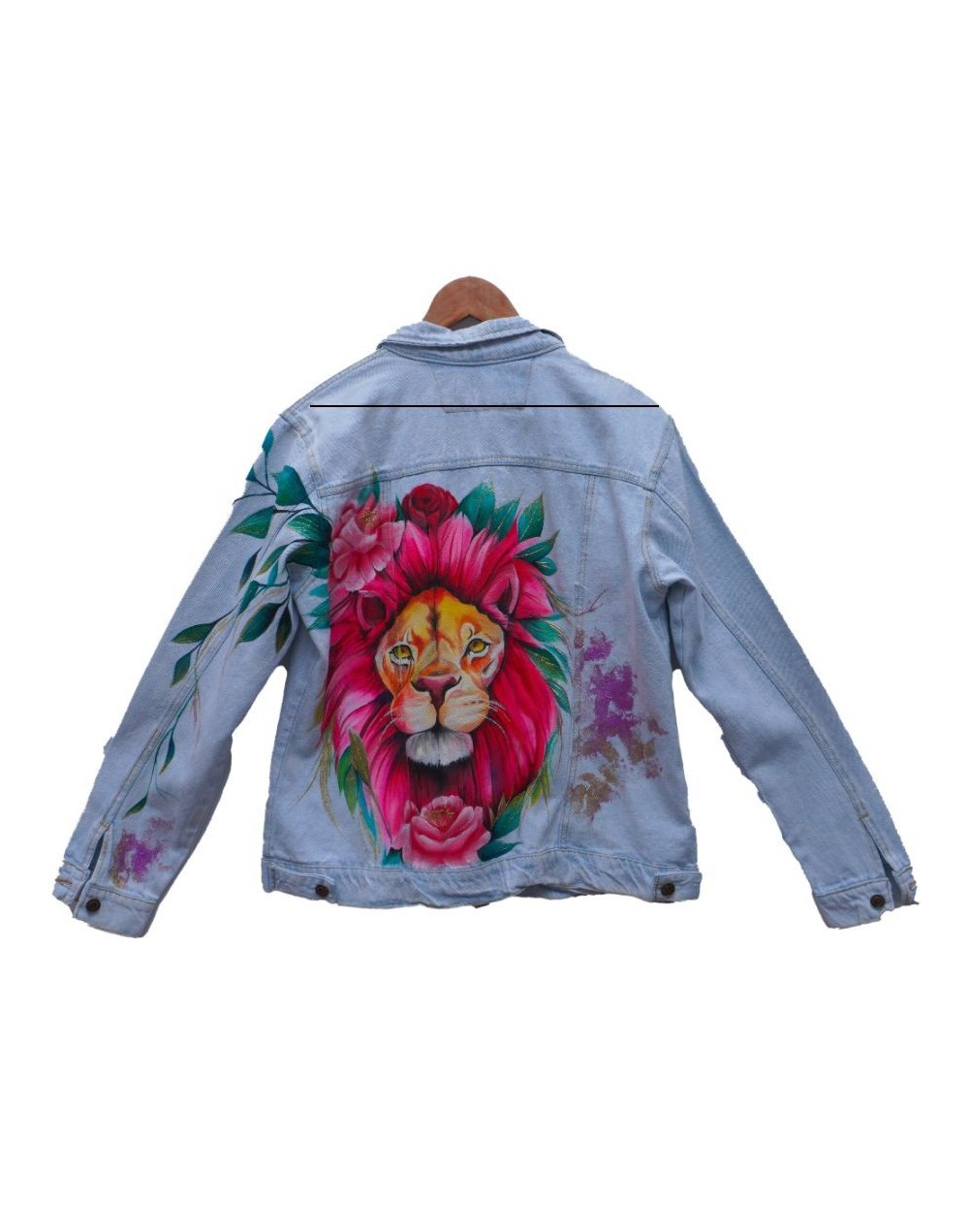 Chaqueta en jean larga diseño leon femenino
