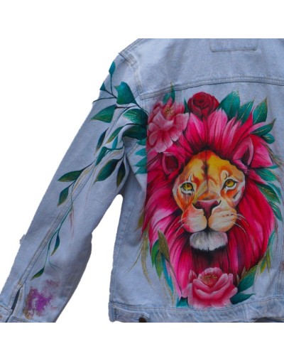 Chaqueta en jean larga diseño leon femenino