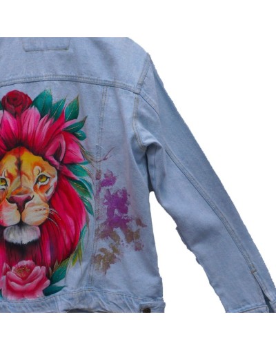 Chaqueta en jean larga diseño leon femenino