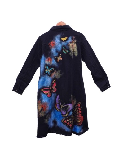 Chaqueta tipo gabardina diseño mariposas cascada