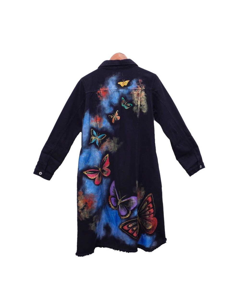 Chaqueta tipo gabardina diseño mariposas cascada