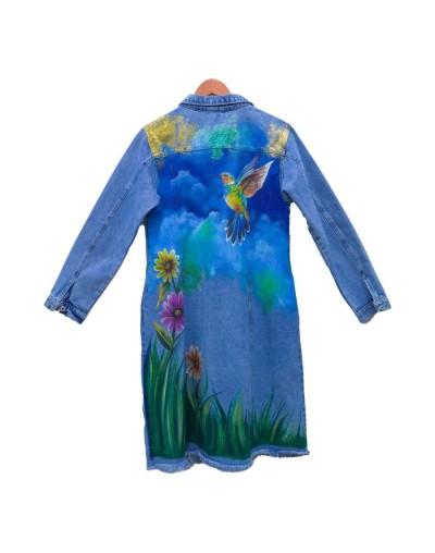 Chaqueta tipo gabardina diseño colibrí