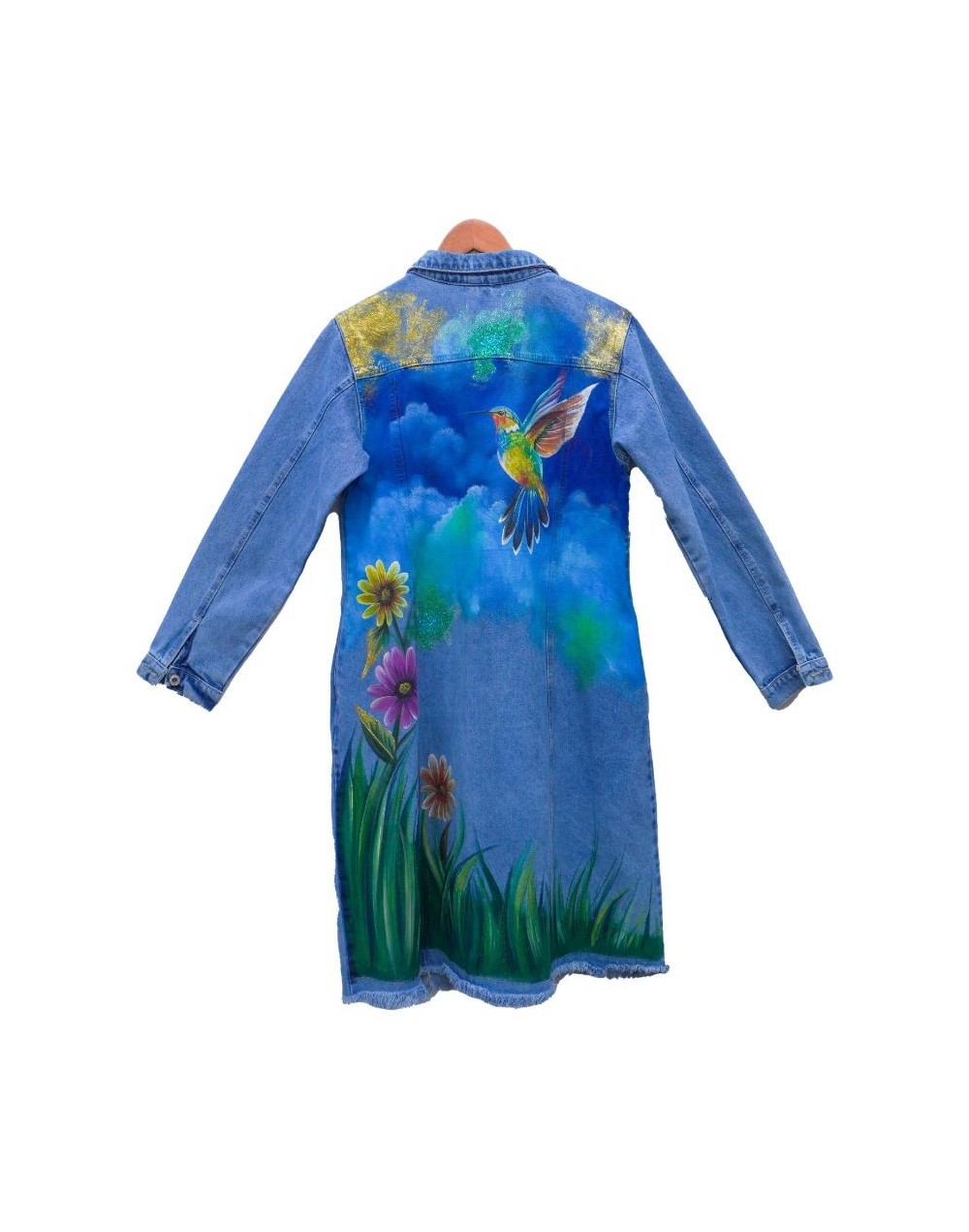 Chaqueta tipo gabardina diseño colibrí