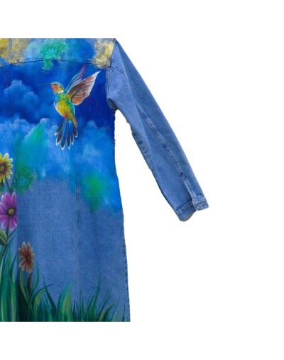 Chaqueta tipo gabardina diseño colibrí