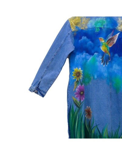 Chaqueta tipo gabardina diseño colibrí