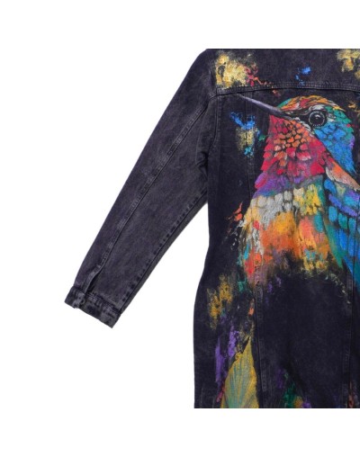 Chaqueta tipo gabardina diseño ave exótica