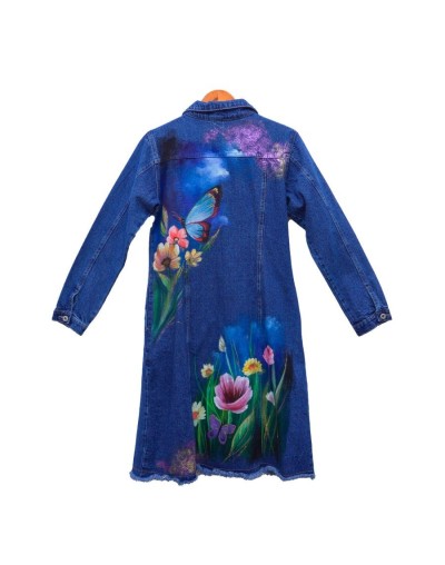 Chaqueta tipo gabardina diseño jardín mariposas