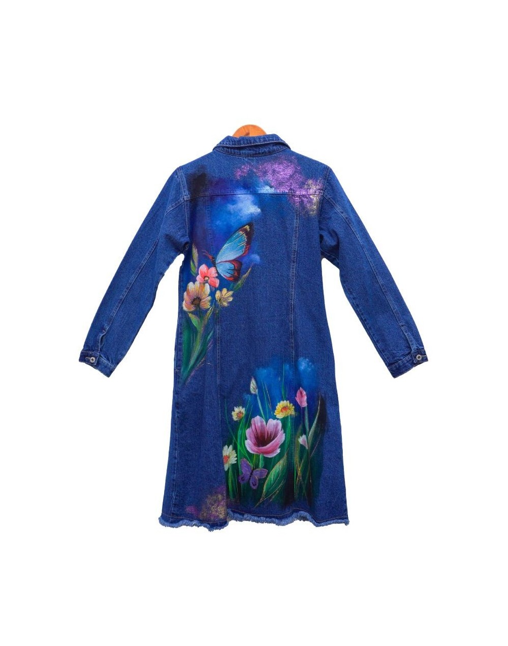 Chaqueta tipo gabardina diseño jardín mariposas