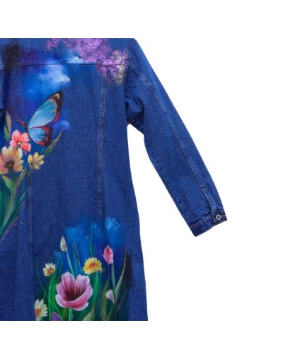 Chaqueta tipo gabardina diseño jardín mariposas