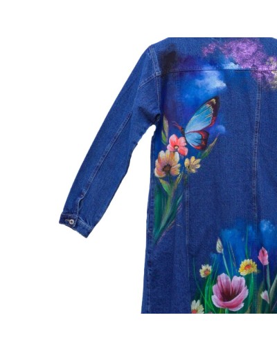 Chaqueta tipo gabardina diseño jardín mariposas