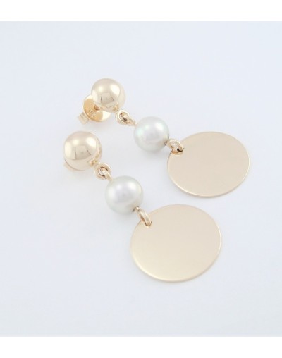 Pendientes En Oro Amarillo 18 Kt Con Perlas Naturales De Cultivo