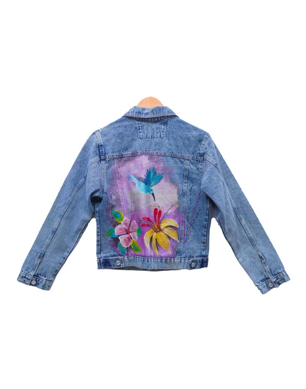 Chaqueta tipo clásica dama diseño colibrí y cayena - lirio