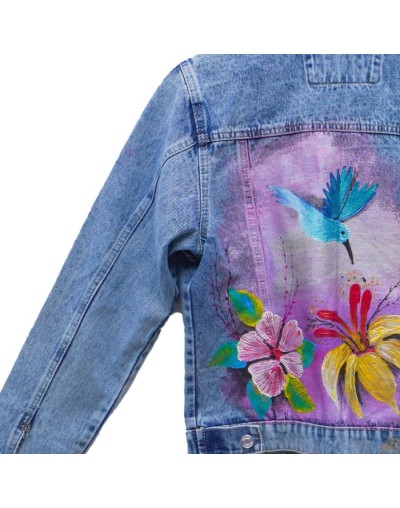 Chaqueta tipo clásica dama diseño colibrí y cayena - lirio