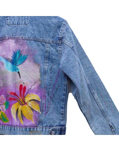 Chaqueta tipo clásica dama diseño colibrí y cayena - lirio